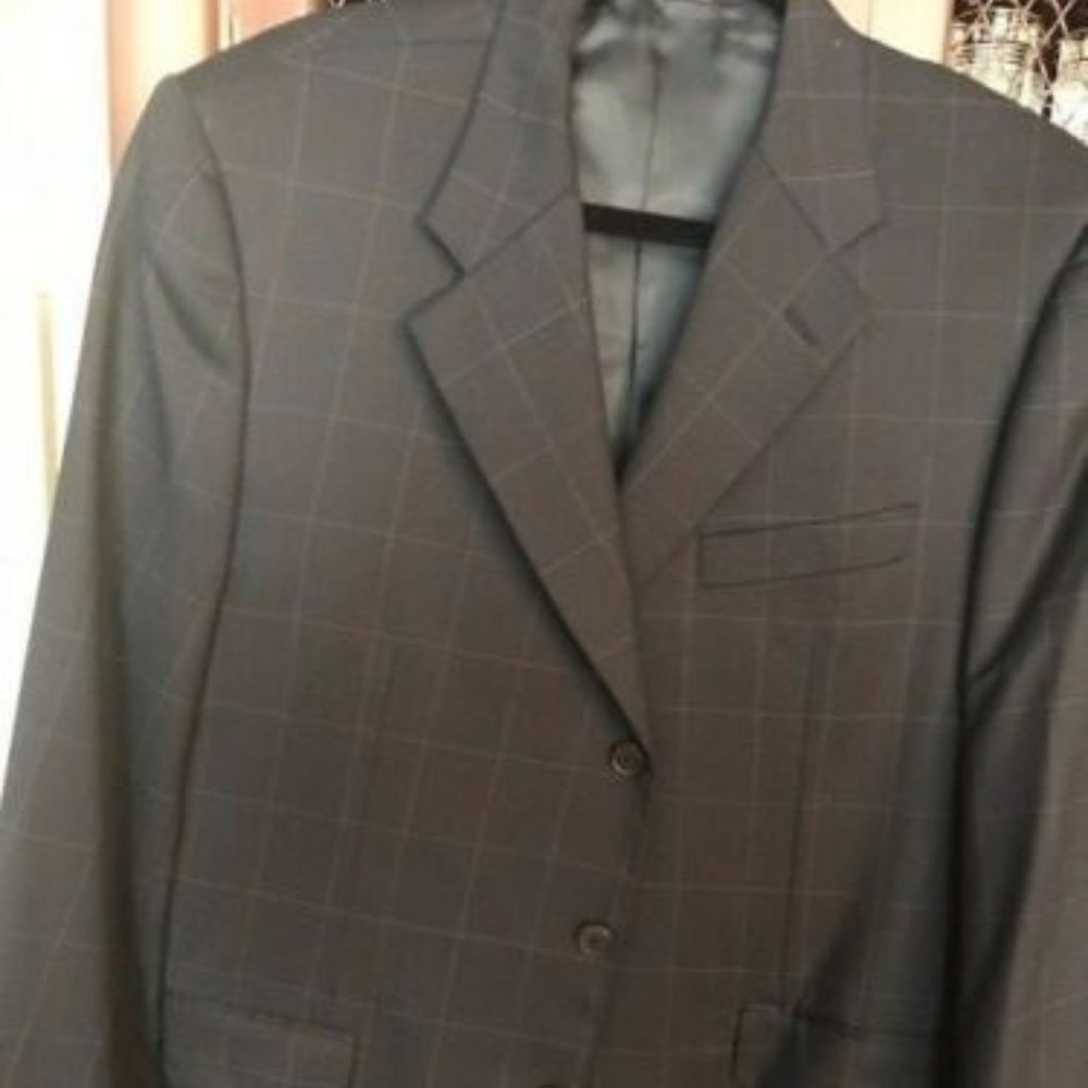 CORNELIANI Navy Windowpane 44L Wool SportCoat